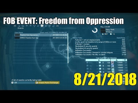 Metal Gear Solid V- FOB Event [Freedom from Oppression] August 21st, Guide