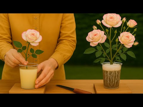 Just Dip It In This Cup Of Water! Rose Branches Grow Roots Like Crazy Overnight!