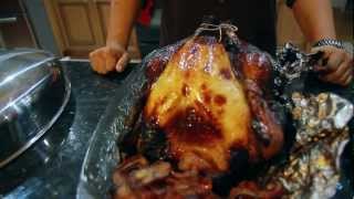 BBQ Beer Can Turkey with a cherry bourbon glaze