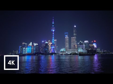 Walking in The Bund, Shanghai, China at Night - Binaural City Sounds