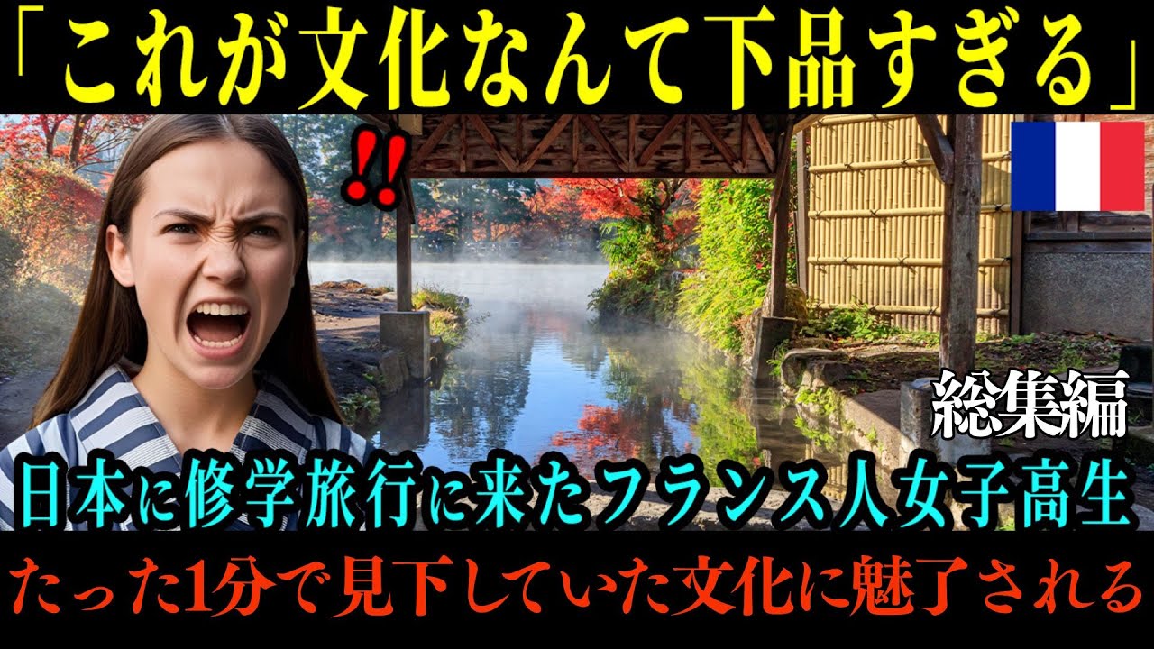 【海外の反応】「日本の田舎の文化なんて下品すぎない？」日本の文化に不安を抱えるフランス人女子高生が修学旅行に猛反対するも、たった1分で日本のある施設の虜になった理由とは【総集編】