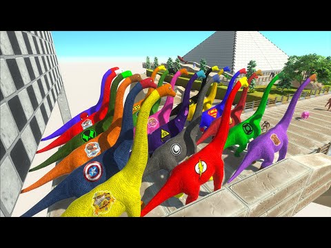 Superman, Flash, Spiderman Brachiosaurus Speed Race Death Run - Animal Revolt Battle Simulator