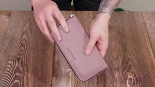 Практичное портмоне з натуральної шкіри Grande Pelle 16797 пудровий