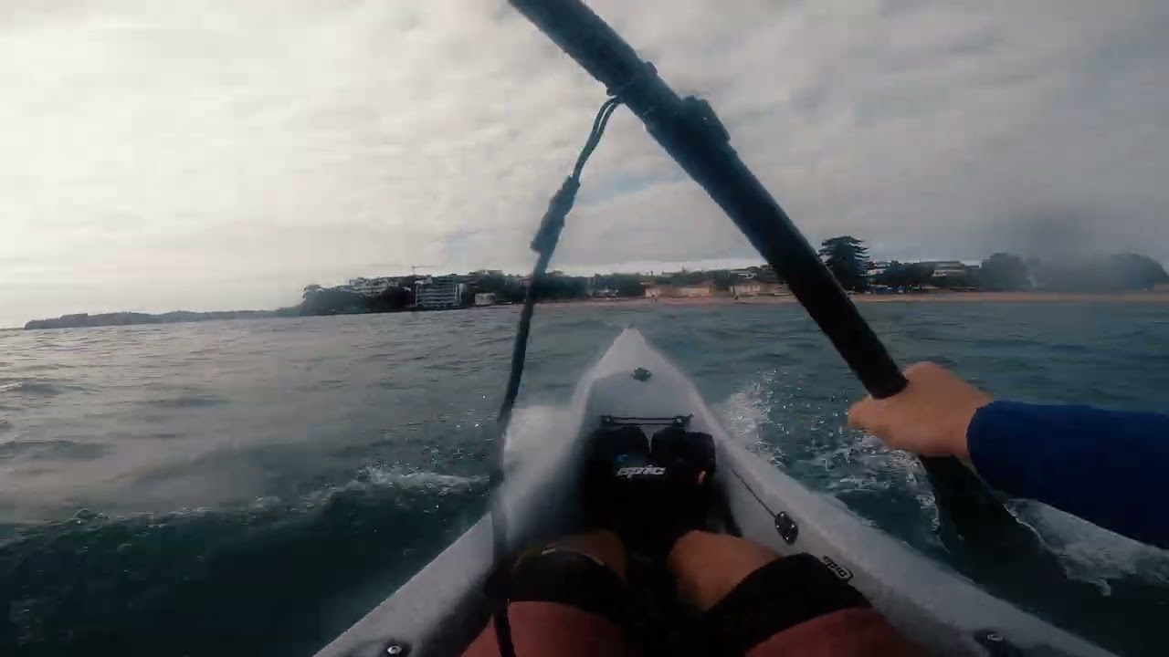 Playing in the waves at Mission Bay beach! Epic V7 surfski
