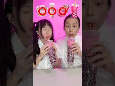 Pink Emoji Food Mukbang ASMR sick emotion🥵bubble tea 🧋 boba #asmr #funny #shorts