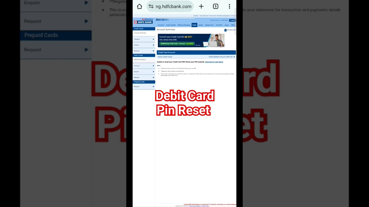 How to HDFC debit card pin reset #hdfc #pin #debit @KambojTechnical