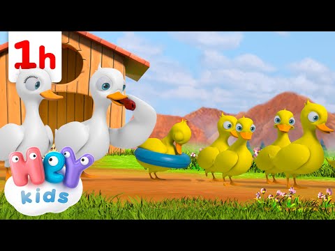 A hundred geese in a row | Animal Songs for Kids | HeyKids Nursery Rhymes