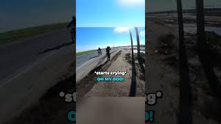 Download lagu Biker starts crying after crashing his friend’s bike mp3