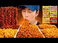 ASMR MUKBANG SPICY FIRE NOODLES CHALLENGE Black Bean 2X Nuclear Carbonara Curry Cheese Corn