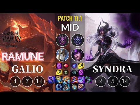 SHG Ramune Galio vs Syndra Mid - KR Patch 11.1