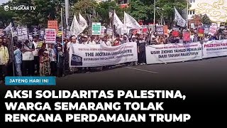 Hundreds of Semarang residents held a demonstration in solidarity for Palestine, rejecting Trump'...