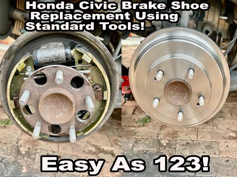 How To Replace Rear Brakes On A Honda Civic! Honda Civic Brake Drum Replacement! 06-15
