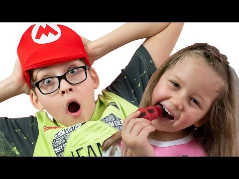 Alisa and Nikita pretend play with Chocolate