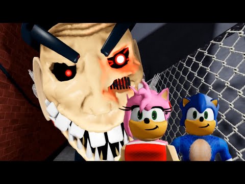 SIR SCARY'S MANSION (SCARY OBBY) COOP Sonic And Amy Rose vs Barber JUMPSCARES & WALKTHROUGH