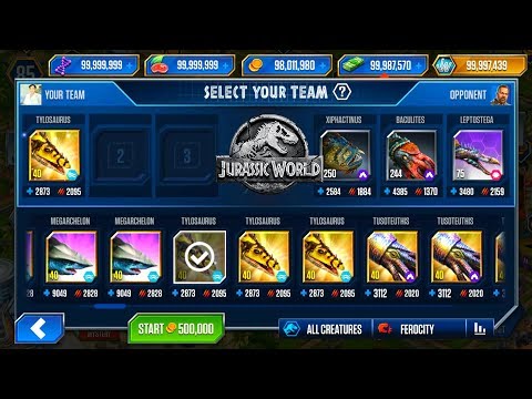 TYLOSAURUS 40 vs LEPTOSTEGA 75 - JURASSIC WORLD THE GAME