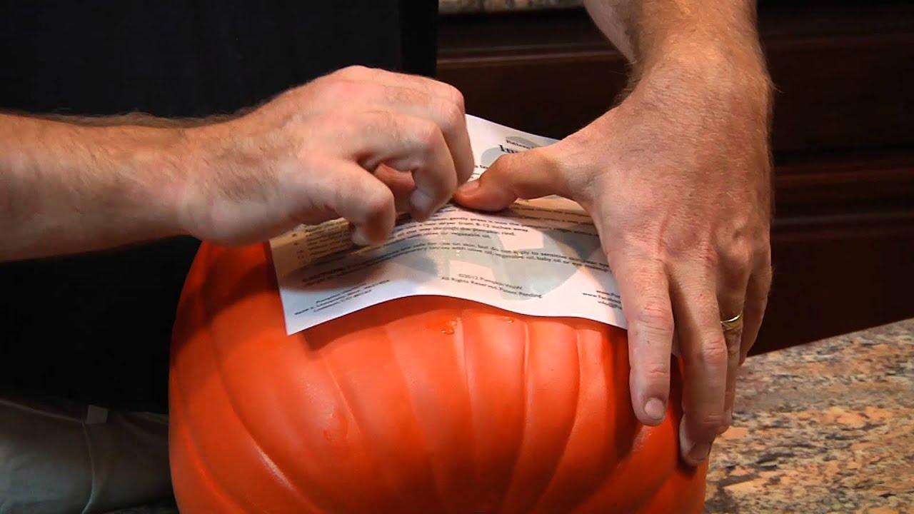 PumpkinWow! Applying a pumpkin tattoo.