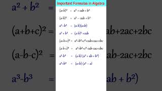 Algebra Formulas  Basic Algebraic Formulas