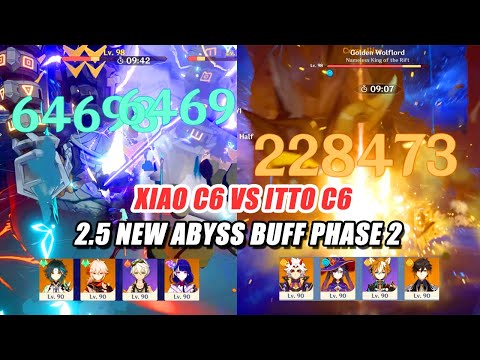 2.5 New Abyss Buff Phase 2 Floor 12 - Xiao C6 vs Itto C6 Team Speed Run | The True DMG