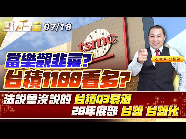 當樂觀韭菜?台積1100看多?法說會沒說的 台積Q3衰退   20年底部 #台塑 #台塑化《點石盛金》石富景