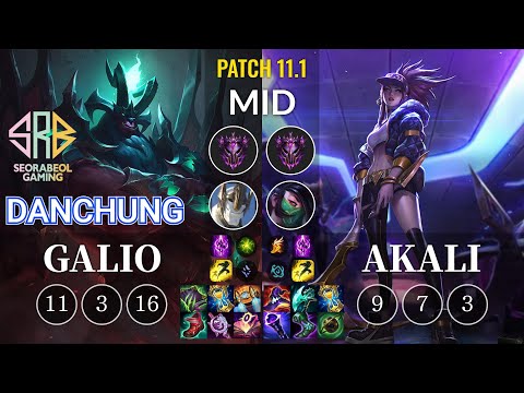 SRB Danchung Galio vs Akali Mid - KR Patch 11.1