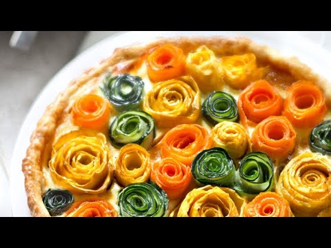 Recette : Tarte multicolore aux fleurs de légumes