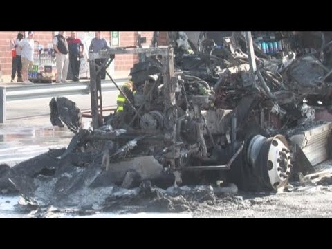 Beer truck fire in Lancaster