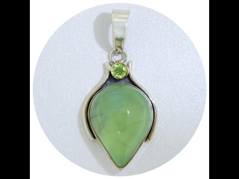 Pandantiv Argint 925 Prehnit Peridot Naturale - Clarviziune si Protectie