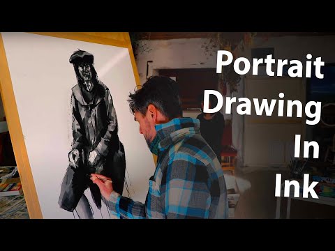 Thumbnail of Another drawing video in ink and Pitt charcoal; this time a near life size drawing of Mrs S. Thumbnail of Another drawing video in ink and Pitt charcoal; this time a near life size drawing of Mrs S.