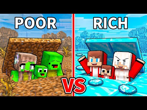 JJ and Mikey: POOR vs RICH Secret Base Battle in Minecraft - Maizen