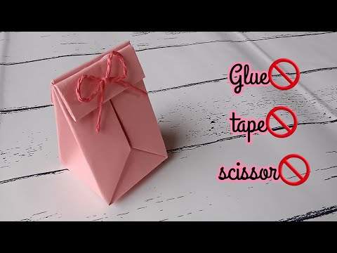 How to make paper bag/Paper gift bag/Paper bag without glue/No glue paper bag/Easy paper bag No glue