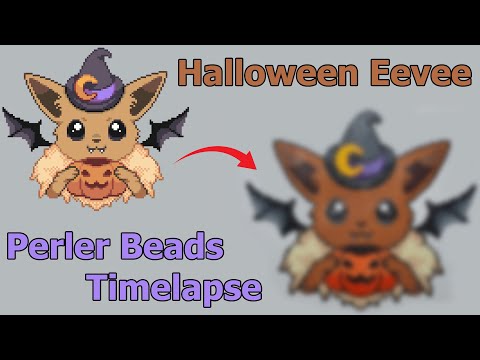 Perler Beads Timelapse: Halloween Eevee - Pokémon / Halloween Pixel Art