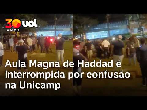 Aula Magna de Haddad na Unicamp é interrompida por confusão; veja vídeos