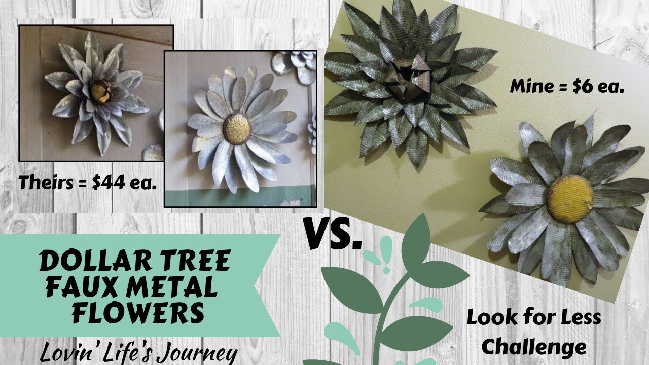 Dollar Tree DIY Faux Metal Flowers | Wall Decor | March Look for Less Challenge