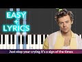 Harry Styles - Sign of the Times EASY Piano Tutorial + LYRICS