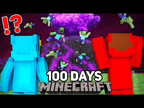 We Survived 100 Days Near a Zombified Volcano - in Minecraft Maizen JJ & Mikey Nico Cash