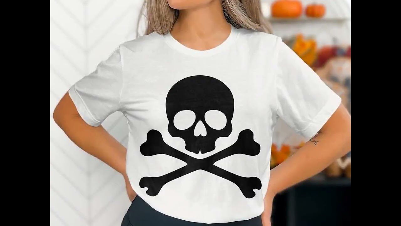 Skull with Crossbones SVG, Pirate Symbol Clipart, Halloween Silhouette, Danger Design, Digital Cut F