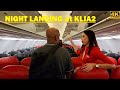 Night Flight AIR ASIA To Kuala Lumpur Night Landing At KLIA2 Terminal 2 From Jakarta To Malaysia