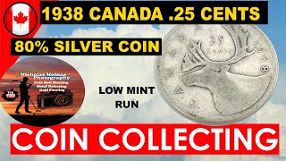 1938 Canada  25 Cents Silver Quarter Old Silver Coin