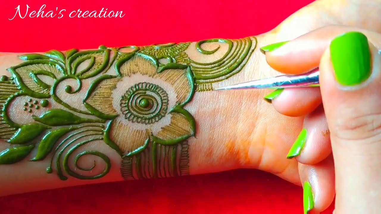 green floral mehndi design by neha