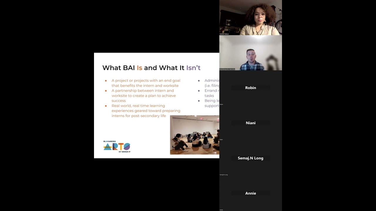 Intern Information Session for Bloomberg Arts Internship Summer 2024
