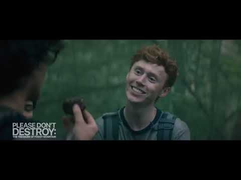 Please Don’t Destroy: The Treasure of Foggy Mountain — official trailer frame of the trio heading into the woods