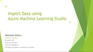 Import Data using Azure Machine Learning Studio