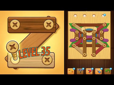 🏅 SCREW PUZZLE: Wood Nut & Bolt 🤪 Level 35 🧩 Gameplay Walkthrough