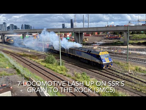 7 Locomotive Lash Up On SSR’s Standard Gauge Grain To The Rock (3MC5)