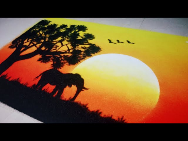Poster rangoli art nature scenery sunset by light2dark shade