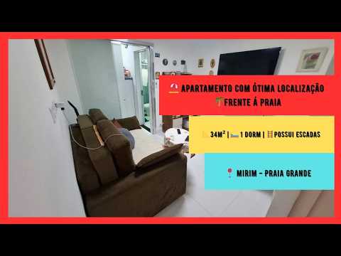 REF: KN0486 Kitnet à Venda com 34m² na Mirim Praia Grande, SP, frente á praia!