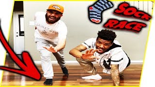 HE ALMOST DIED! HILARIOUS SOCK RACE GONE WRONG!! - Office Shenanigans Ep.4