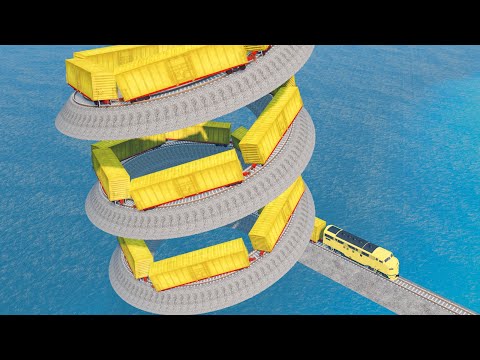 Double Bus Train Vs Serpentine Impossible Weird Rail Track Vs McQueen Crash Police in BeamNG.drive