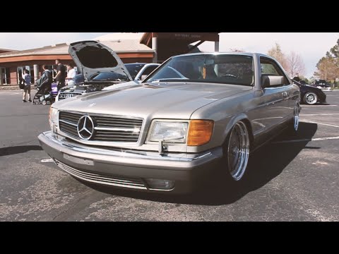 Bagged Mercedes 560 Sec on 18in wheels // Fitment Specs