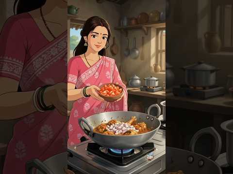 Desi Chicken Curry & Rice 🍗 | Rainy Day Bihar Village Cooking | Ghibli Food ASMR #Shorts